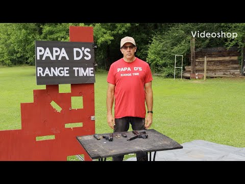 Glock Model 37 & 39, 45 GAP shooting steel on the backyard range at 17 yards