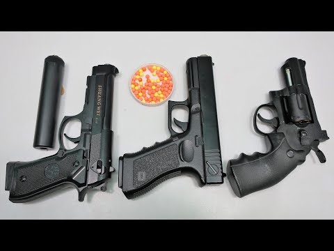 Realistic 3 Toy Gun Size 1:1 Scale .Beretta M9a1, Glock 18, Revolver ZP 5 – Ball Bullet Toy Pistol